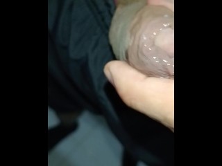 desperate big veiny penis ejaculating a lot of milk, closeup