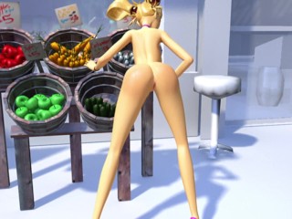 3DGSPOT - Horny Teen Can't Resist Getting Both Holes Fucked With Vegetables! 3D CARTOON PORN!