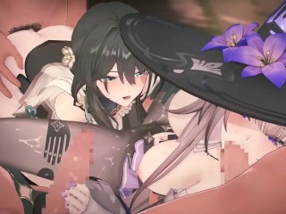 【崩壊スターレイル 乱交セックス】マダムヘルタ,ルアン・メェイが集団エッチする3Dエロアニメ動画(The Herta,Ruan Mei group orgy sex.)