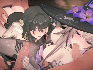 【崩壊スターレイル 乱交セックス】マダムヘルタ,ルアン・メェイが集団エッチする3Dエロアニメ動画(The Herta,Ruan Mei group orgy sex.)