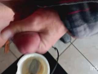 Quick yogurt, porn, and cum break before going back to work