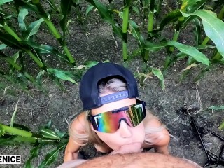 Corn field "pics and vids" turns into full Blowjob Facial
