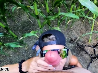 Corn field "pics and vids" turns into full Blowjob Facial