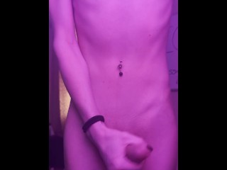 Fit Trans Girl Strokes Her Huge Cock until She Cums