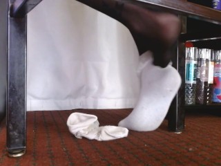 Black Pantyhose with Runs White School Girl Socks