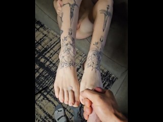 POV hot teen gives sloppy blowjob (licks cum off toes in full video on onlyfans!)