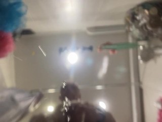 A man pisses on your face in the bathroom