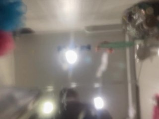 A man pisses on your face in the bathroom