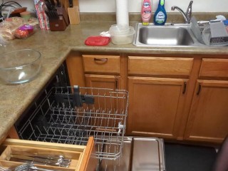 Trans Rubber Sissy Maid Doing Dishes