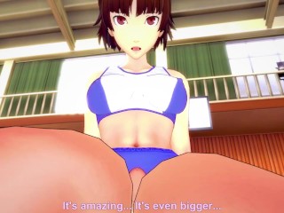 Makoto Niijima from Persona 5 Works Out With a Footjob! Hentai POV