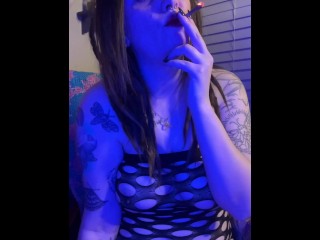 Slutty Stoner Chick Lights Up A Cigarette