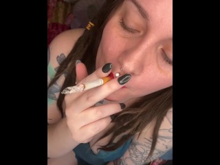 Smoking Close Up - Smoking Reds With Red Lips