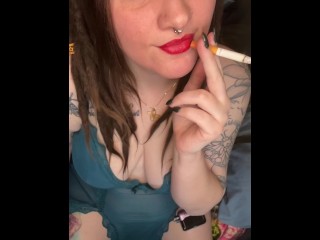 Smoking Close Up - Smoking Reds With Red Lips