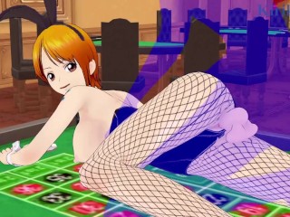 Nami (Bunny Girl) and I have intense sex in the casino. - One Piece Hentai