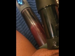 Using my F machine tremblr and penis pump on my balls