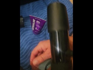 Using my F machine tremblr and penis pump on my balls