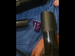 Using my F machine tremblr and penis pump on my balls