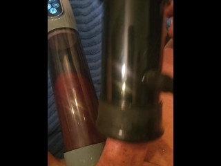 Using my F machine tremblr and penis pump on my balls