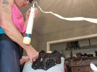 Older sissy with a HUGE girly dick explodes with an intense pleasure cumshot in a 🩱 🩱swimsuit