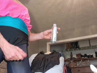 Older sissy with a HUGE girly dick explodes with an intense pleasure cumshot in a 🩱 🩱swimsuit