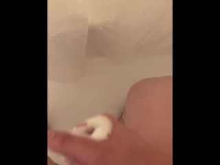 Watch my soapy cock get stroked and cum