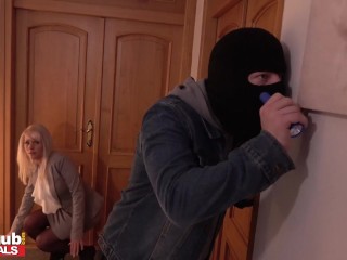 Masked robber takes what he wants from hot office MILF - FAKEhub
