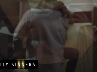 FAMILY SINNERS - Amazingly Stunning Babe Rides A Big Cock Then Gets Her Pussy Filled With Cum