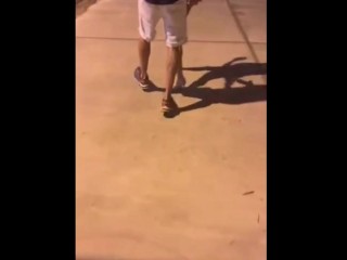 Hot married woman giving it to two strangers on a deserted street after leaving a party and asking t