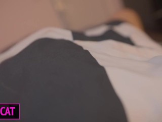 S3E7: Step son caught two step moms while lesbian sex and fuck them in share bed till squirt