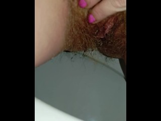 How does a woman pee? Watch that hairy pissing pussy in the toilet | Up close POV