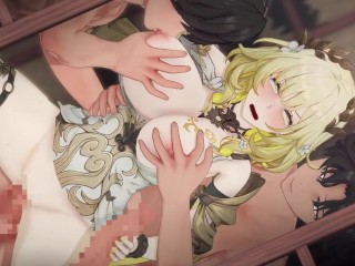 【崩壊スターレイル】アグライアが複数人に乳揉まれ攻められる3Dエロアニメーション。(あぐらいあpart2。Honkai Star Rail Aglaea gangbang.阿格莱雅群交)