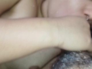 quick and soft hands sliding and fucking the hard cock, cow swallows and fucks at the same time