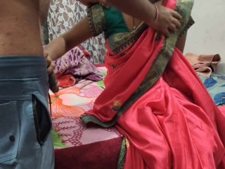The maid took off the saree and got her pussy and ass by fucking her owner