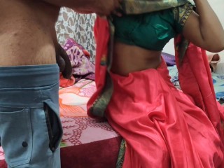The maid took off the saree and got her pussy and ass by fucking her owner