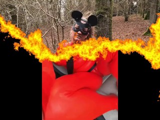 Training Zero Femdom Sweat Drinking From Latex Catsuit! Outdoor Public Slave BDSM Real Homemade MILF