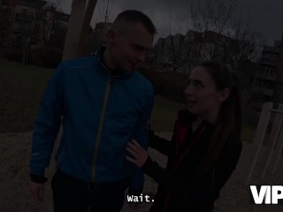 VIP4K. Sexy athlete Sakura Hell fucks a stranger in a car in front of her BF