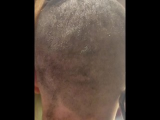 Shaving my head with an electric razor