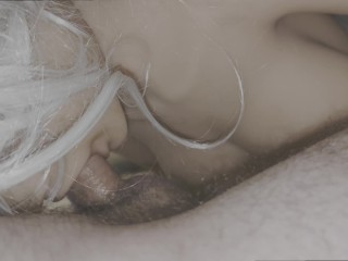 Foot and Blowjob for my white hair DollClara with short Trans scene