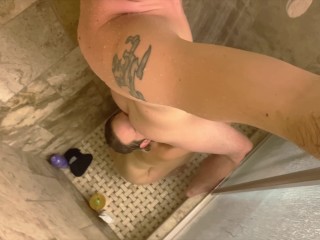 Dirty Wife Rimjob in the Shower