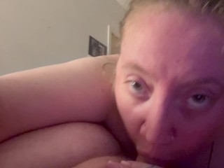 Hot blonde films herself sucking dick and taking a huge load in her mouth 4K