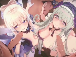 【原神 乱交セックス2】夢見月瑞希,珊瑚宮心海が集団エッチする3Dエロアニメ動画(Sangonomiya Kokomi,Yumemizuki Mizuki group orgy sex2.)