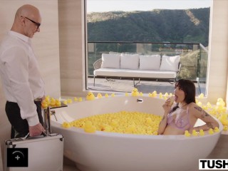 TUSHY Bratty Baddie Vanessa Sky Takes A Huge Cock Deep In Her Tiny Ass