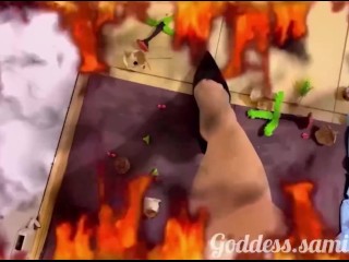 Giantess Samira declara su amor a su tiny y va a conoce su pueblo h lo destruye