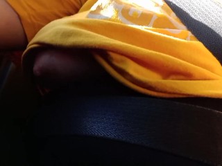 Driving around the city flashing my titties being naughty onlyfans @strawberry926