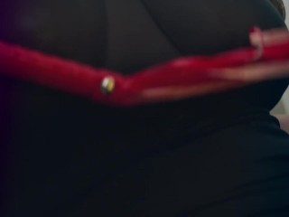 SEXY MISTRESS IN A TRANSPARENT DRESS AND WET PANTIES! HARD DOMINATION OVER SUBJECT SLAVES .