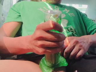 Stepdad Cock Milking thru Slime bottle . Huge cum & loud moan Stepson, twink, bareback