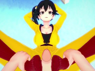 POV Hentai Footjob from Karen from Bakemonogatari