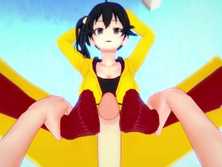 POV Hentai Footjob from Karen from Bakemonogatari