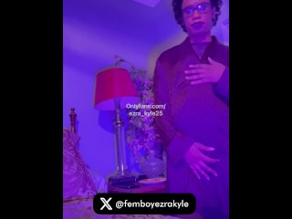 Black Trans Femboy Ezra_Kyle25 birthday striptease reveal in sexy purple lingerie