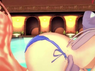 Belfast on bikini fucking on the pool | 3 | Azur Lane | Full & POV on patreon: Fantasyking3